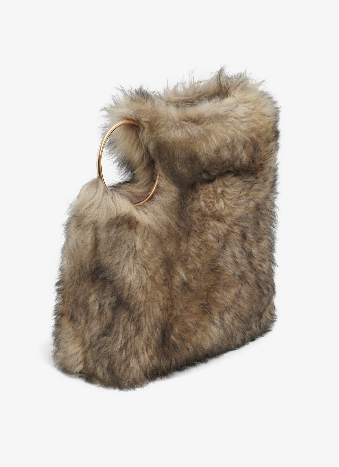 RING XL TOTE BAG IN SHEARLING ALAÏA BLACK/SAND RING XL TOTE BAG IN SHEARLING